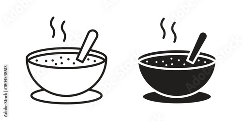 Soup icon symbol. Illustration for web and mobile app. Line and solid style