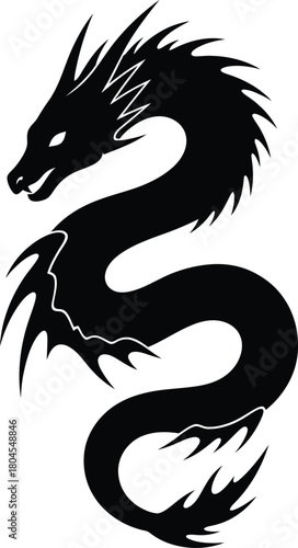 Wallpaper Mural Black dragon vector illustration chinese dragon tattoo dragon silhouette eps Torontodigital.ca