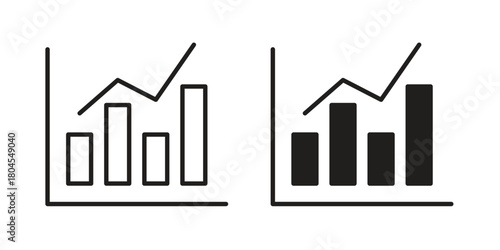 Stats icon symbol. Illustration for web and mobile app. Line and solid style