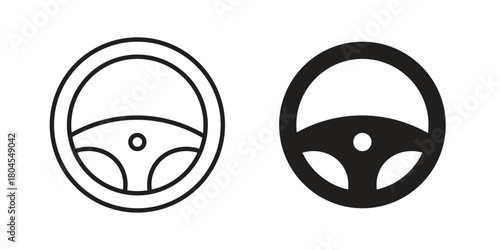 Steering wheel icon symbol. Illustration for web and mobile app. Line and solid style