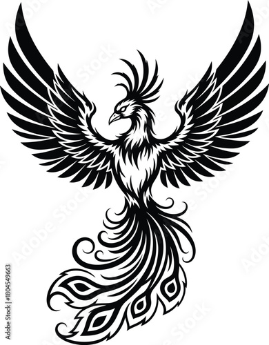 Phoenix bird vector illustration mythical creature firebird design art eps silhouette