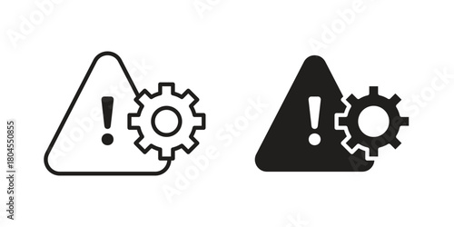 Technical warning icon symbol. Illustration for web and mobile app. Line and solid style