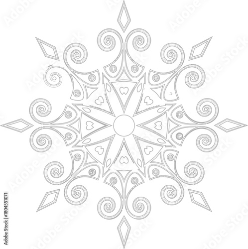 Snowflake coloring page intricate design winter holiday season art therapy eps silhouette