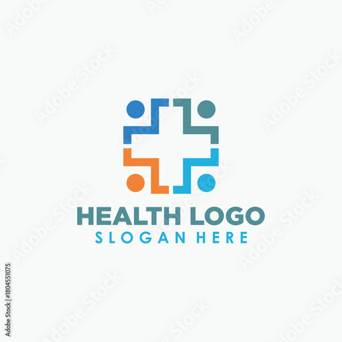 human time health logo design concept, human and medical logo design