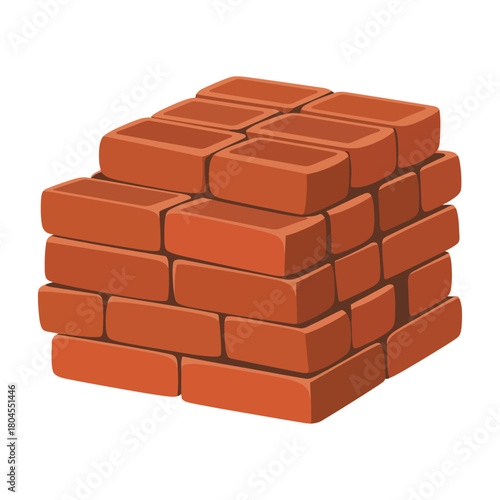 Isolated red clay brick block on a white background, useful for construction, house building, and solid material concepts