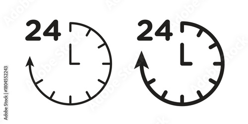 Time twenty four icon symbol. Illustration for web and mobile app. Line and solid style