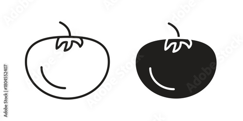 Tomato icon symbol. Illustration for web and mobile app. Line and solid style