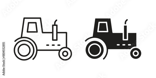 Tractor icon symbol. Illustration for web and mobile app. Line and solid style