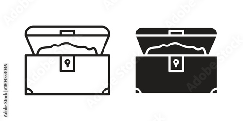Treasure chest icon symbol. Illustration for web and mobile app. Line and solid style