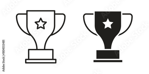 Trophy icon symbol. Illustration for web and mobile app. Line and solid style