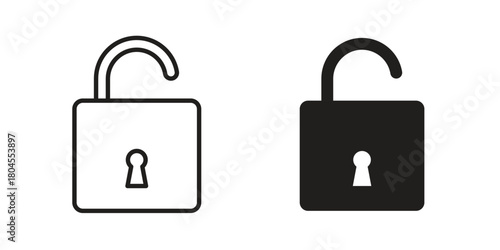 Unlock icon symbol. Illustration for web and mobile app. Line and solid style