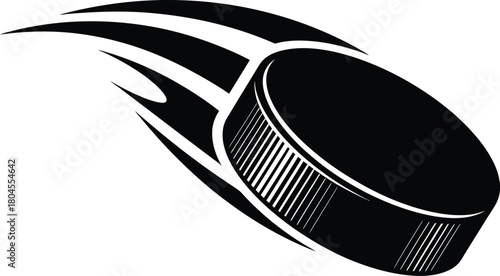 Flying hockey puck vector illustration for sports design and logo design eps silhouette