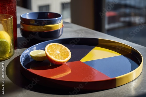 Bold Colorful Serving Tray in Modern Minimal Still Life