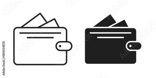 Wallet icon symbol. Illustration for web and mobile app. Line and solid style