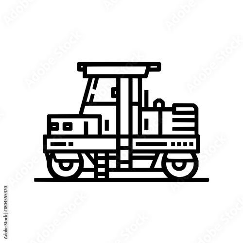Isolated construction road roller vector illustration heavy equipment vehicle asphalt compactor for roadwork design 100