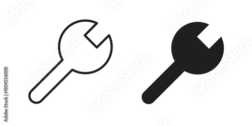 Wrench icon symbol. Illustration for web and mobile app. Line and solid style