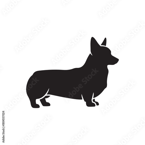 Pembroke welsh corgi icon silhouette vector flat illustration design