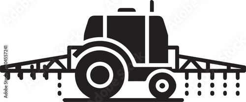 Flat Fertilizer Sprayer Machine Icon - Farming Agriculture Equipment Vector