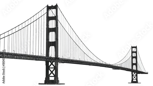 “Black and White Suspension Bridge Silhouette Illustration”