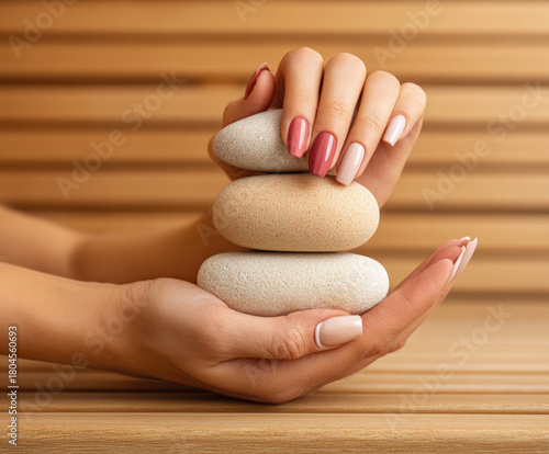 Hand holding sauna stones