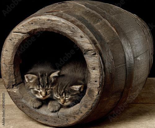 Kittens playing inside an e...
