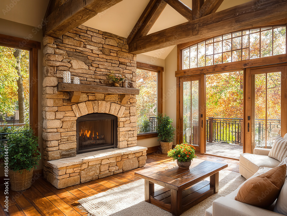 Naklejka premium natural rock fireplace