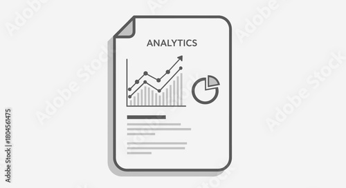 Analytics report with line graph and pie chart on a white document, representing data analysis and business insights.