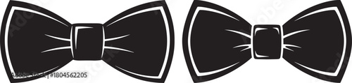 Two black bow tie silhouettes on white background
