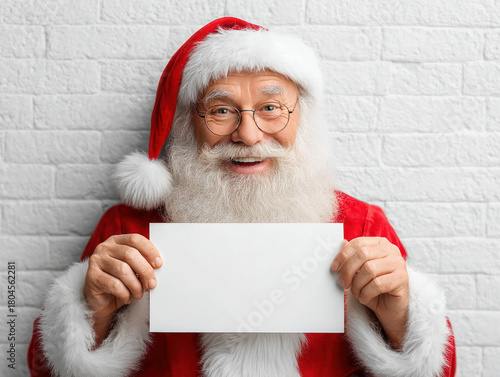 Santa holding a blank sign