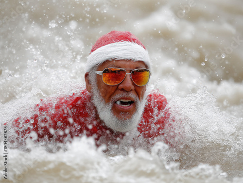 Santa swimming