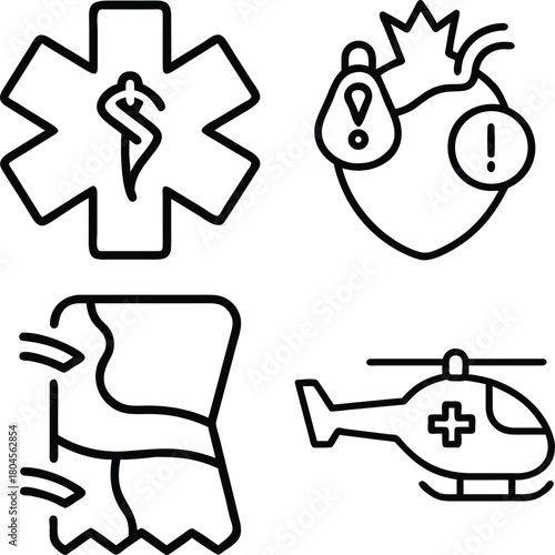 WebColorful First Responder, Emergency Medical Technician (EMT), Public Safety, Police, and Firefighting Vector Icons Set