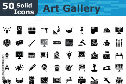 Art Gallery Banner icons set Sold  style icons 