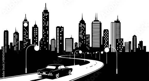 Vector of a city night landscape