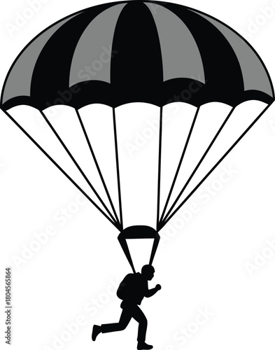 Professional Skydiver with Parachute Freefall Adrenaline Sport Vector illustration