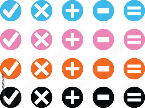 Colorful basic mathematical symbols vector icons with trendy design style. eps
