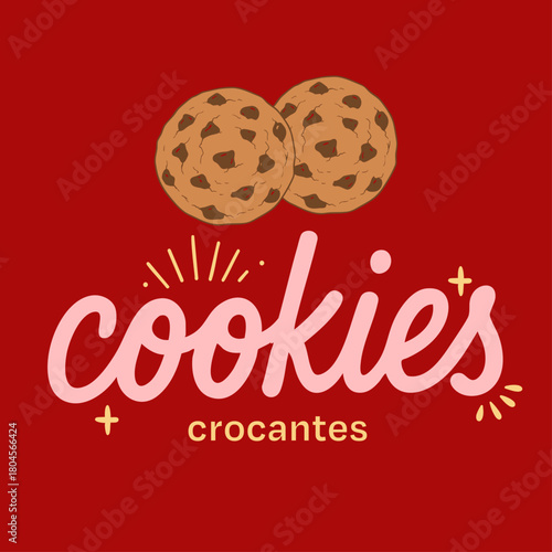 Cookies crocantes in brazilian portuguese hand lettering. vector.