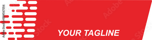 Red banner with white rounded lines and text YOUR TAG LINE background graphic