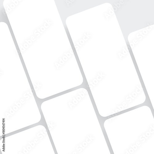 Blank mobile screens in diagonal view, minimal templates for showcasing mobile app design