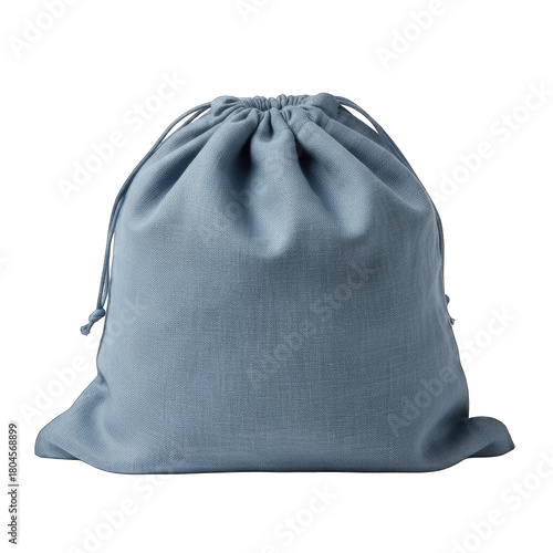 Sparkling Blue Drawstring Pouch with Textured Metallic Surface and Full Frame Isolated on Black Background Studio Shot