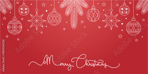 Merry Christmas greeting card on red background	
