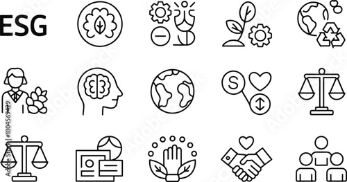 ESG concept icons set in vector format
