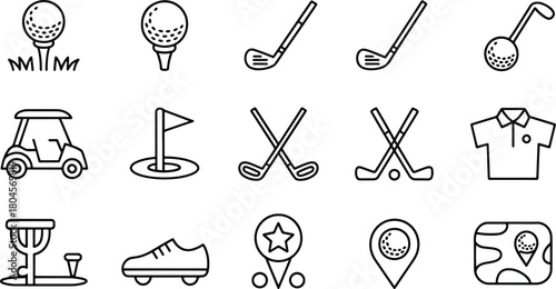 Golf Icon Set on White Background