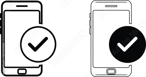 Mobile phone checkmark icon vector illustration for app and web design eps silhouette