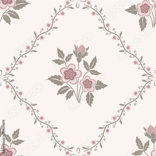 Damask modern seamless pattern element. Vintage classical old fashioned damask ornament, seamless texture for wallpapers, textile.