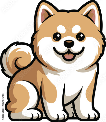 Cute cartoon a illustrator vector Akita Inu