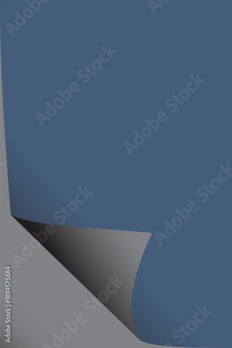 Grey and blue paper curl with shadow corner