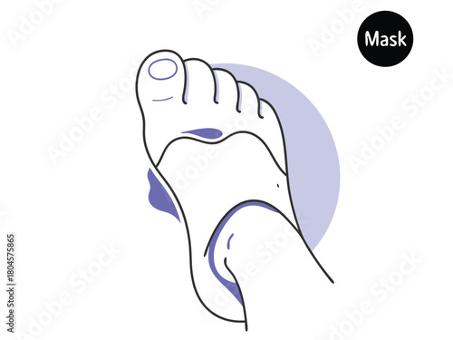Stylized illustration of a human foot with purple accents on a white background toes toenail