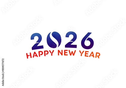 Graphic design featuring "2026" with a stylized globe replacing the zero, and the text "HAPPY NEW YEAR" in red underneath.