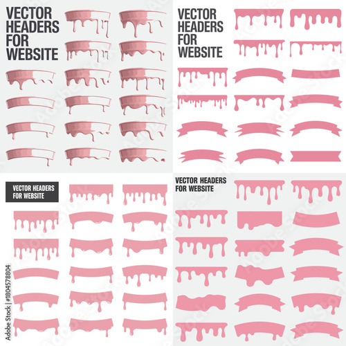 Vector set of blank vintage scroll ribbon banners and decorative gold labels collection