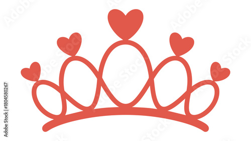 Heart shaped red crown graphic